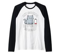 La mia Batteria Sociale è Un Gatto Morto introversi Divertenti Maglia con Maniche Raglan
