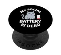 La mia batteria sociale è un gatto morto introversi divertenti PopSockets PopGrip Adesivo