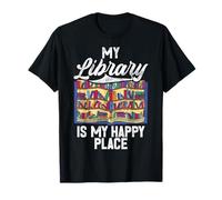 La mia Biblioteca è Il Mio Posto Felice Amante dei Libri Bibliotecario Bookworm Maglietta