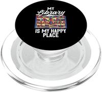 La mia biblioteca è il mio posto felice Amante dei libri Bibliotecario Bookworm PopSockets PopGrip per MagSafe