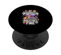 La mia immaginazione respira il divertimento del drago di fuoco PopSockets PopGrip Adesivo