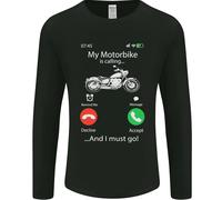 La Mia Moto Sta Chiamando Biker Moto Uomo Manica Lunga T-Shirt