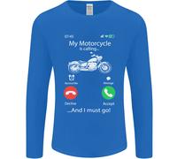 La Mia Moto Sta Chiamando Biker Motorbike Uomo Manica Lunga T-Shirt