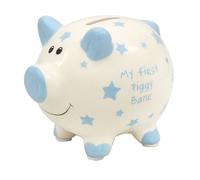 La Mia Prima Cassa Di Risparmio In Bianco Con Stelle 12cm - Blu
