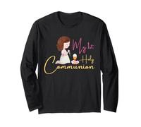 La Mia Prima Comunione per Ragazza Eucaristia Cattolica Maglia a Manica