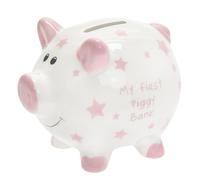 La Mia Prima Salvadanaio Bianco Con Stelle 12cm - Rosa