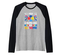 La mia Ragazza è Au-Some Autism Awareness Maglia con Maniche Raglan
