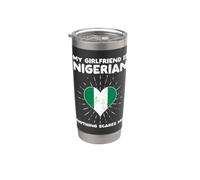 La mia ragazza è nigeriana nulla mi spaventa - Nigeria Heart Bicchiere termico in acciaio inox doppia parete