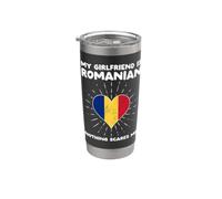 La mia ragazza è rumena nulla mi spaventa - Romania Heart Bicchiere termico in acciaio inox doppia parete