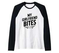 La mia Ragazza morde Divertente Amante dei vampiri Maglia con Maniche Raglan