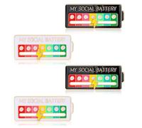 La Mia Spilla Social Battery, 4 Spille Divertenti Per L'umore Sociale, Spille Regolabili Con 7 Emozioni, Eleganti Spille E Spille Da Bavero Per Donna (nere E Bianche)