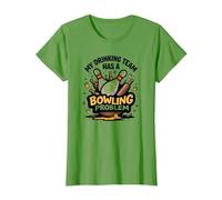 La mia Squadra di Bere ha Un Problema di Bowling Divertente Umorismo Sportivo Maglietta, Donna, Erba, 3XL