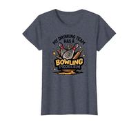 La mia Squadra di Bere ha Un Problema di Bowling Divertente Umorismo Sportivo Maglietta, Donna, Pervinca, XS