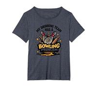 La mia Squadra di Bere ha Un Problema di Bowling Divertente Umorismo Sportivo Maglietta, Donna Plus-Size, Pervinca, 6X