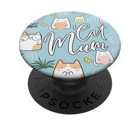 La migliore mamma felina di sempre Carina Blue Kawaii La mamma gatta più bella PopSockets PopGrip Adesivo