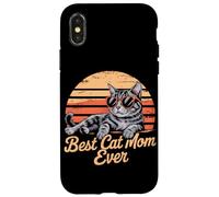 La migliore mamma gatta di sempre - Simpatica gattina retrò amante dei gatti al tramonto Custodia per iPhone X/XS