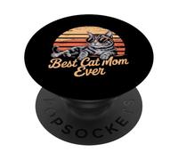 La migliore mamma gatta di sempre - Simpatica gattina retrò amante dei gatti al tramonto PopSockets PopGrip Adesivo