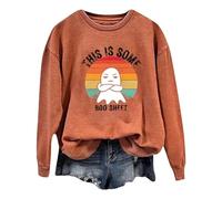 La moda di Halloween da donna presenta una stampa fantasma su una felpa con cappuccio a maniche lunghe con collo rotondo. Felpa con cappuccio da donna, Colore: arancione., XL