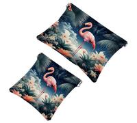 La moda incontra la funzione: borsa per il trucco impermeabile estetica Moonlight Flamingo-1249 - Custodia portatile, Multicolore, A：7.1x5.8in/18x14.8cm，B:4.7x4.5in/12x11.5cm