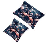 La moda incontra la funzione: borsa per il trucco impermeabile estetica Moonlight Flamingo-1269 - Custodia portatile, Multicolore, A：7.1x5.8in/18x14.8cm，B:4.7x4.5in/12x11.5cm