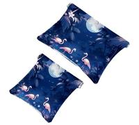La moda incontra la funzione: borsa per il trucco impermeabile estetica Moonlight Flamingo-1279 - Custodia portatile, Multicolore, A：7.1x5.8in/18x14.8cm，B:4.7x4.5in/12x11.5cm