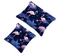 La moda incontra la funzione: borsa per il trucco impermeabile estetica Moonlight Flamingo-1289 - Custodia portatile, Multicolore, A：7.1x5.8in/18x14.8cm，B:4.7x4.5in/12x11.5cm