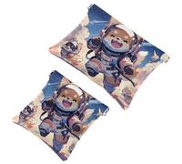 La moda incontra la funzione: Cartoon Space Dog-819 Borsa per il trucco impermeabile - Custodia portatile, Multicolore, A：7.1x5.8in/18x14.8cm，B:4.7x4.5in/12x11.5cm