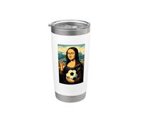 La mona Lisa ama il calcio comic Bicchiere termico in acciaio inox doppia parete