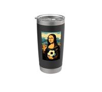 La mona Lisa ama il calcio comic Bicchiere termico in acciaio inox doppia parete