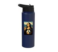 La mona Lisa ama il calcio comic Stainless Steel Insulated Water Bottle