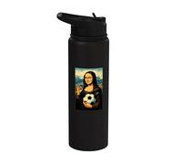 La mona Lisa ama il calcio comic Stainless Steel Insulated Water Bottle