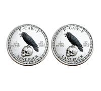 La moneta f-Caw-f, per coloro che ridono della vita e non danno niente! Nuovo regalo con moneta dal design di un uccello, d'argento ispiratrice della sfida, simbolo di libertà (2pc)