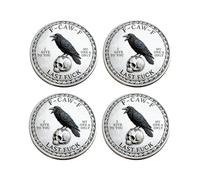 La moneta f-Caw-f, per coloro che ridono della vita e non danno niente! Nuovo regalo con moneta dal design di un uccello, d'argento ispiratrice della sfida, simbolo di libertà (4pcs)