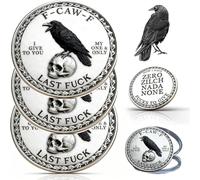 La moneta F-Caw-F - Per coloro che ridono della vita e non se ne fregano di niente, simbolo di libertà e umorismo, moneta da collezione premium da 2 pollici in metallo con design a corvo (3 PCS)