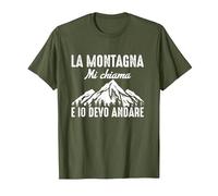La Montagna Mi Chiama e io Devo Andare Dolomiti Natura Maglietta, Uomo, Oliva, XXL