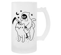La Morte Cavalca Un Gatto Nero Boccale Per Bevande Con Manico In Vetro Per Birra Glass Beer Cup Handled Beverage Mug