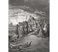 La morte di Acab. Dopo un'opera del XIX secolo di Gustave Dore. Achab re del nord di Israele. ? - c. 852. Qui Dore lo ritrae morente nel suo carro dopo essere stato colpito da una freccia nella sua
