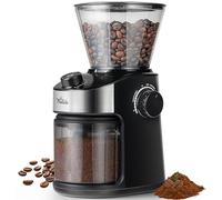 La Moustache - Macinacaffè Elettrico Regolabile【25 Livelli di Macinatura】200W, Coffee Grinder Professionale in Acciaio Inox con Meccanismo a Macine Piatte, LED, Spazzola e Timer (GrindMaster Black)