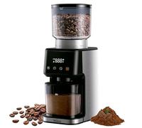 La Moustache - Macinacaffè Elettrico Regolabile【51 Livelli di Macinatura】165W, Coffee Grinder Professionale in Acciaio Inox con Meccanismo Conico per 12 Tazze/Shot/Tempo (GrindMaster Silver)