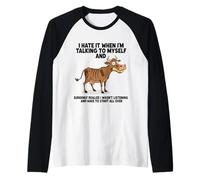 La Mucca Lo odio Quando Parlo con Me Stesso Sarcastico Maglia con Maniche Raglan