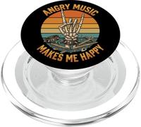 La musica arrabbiata mi rende felice Funny Skeleton Retro Rock On PopSockets PopGrip per MagSafe