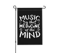 La musica è la medicina della mente Bandiere da giardino 12x18 pollici Bandiera da giardino a doppia faccia Bandiere decorative per prato domestico, patio, Vacanze, Stagionali, per esterni