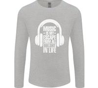 La Musica È La Mia Fuga Dalla Vita B/S Maglietta A Maniche Lunghe Uomo