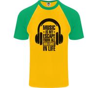 La Musica È La Mia Fuga Dalla Vita B/S Maglietta Baseball S/S Da Uomo Rock