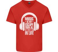 La Musica È La Mia Fuga Dalla Vita B/S Maglietta In Cotone A V Per Uomo