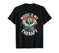 La musica è la mia terapia Alien Retro Campfire Chill UFO Rowell Maglietta