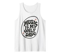 La Musica è la mia Unica Droga retrò Tipografia Amante della Musica Canotta