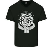 La Musica Rock È Nella Mia Anima Maglietta In Cotone A V Per Uomo