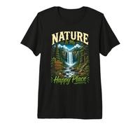 La Natura È Il Mio Posto Felice - Cascata Foresta Maglietta Premium