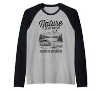 La Natura è Il Mio rifugio Il Silenzio è la mia Fuga Camper Van Maglia con Maniche Raglan
